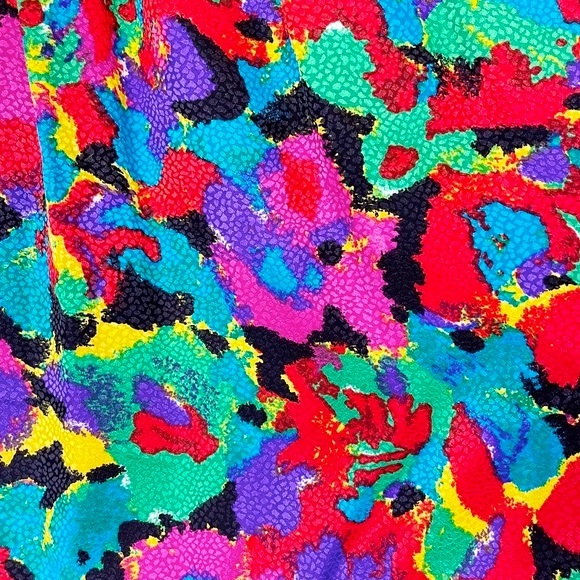 VINTAGE 80s 90s Multicolor Abstract Pleated Maxi - Picture 4 of 6